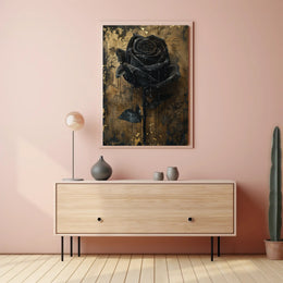 Black Rose Baroque Elegance in Artistic Poster PosterGoat