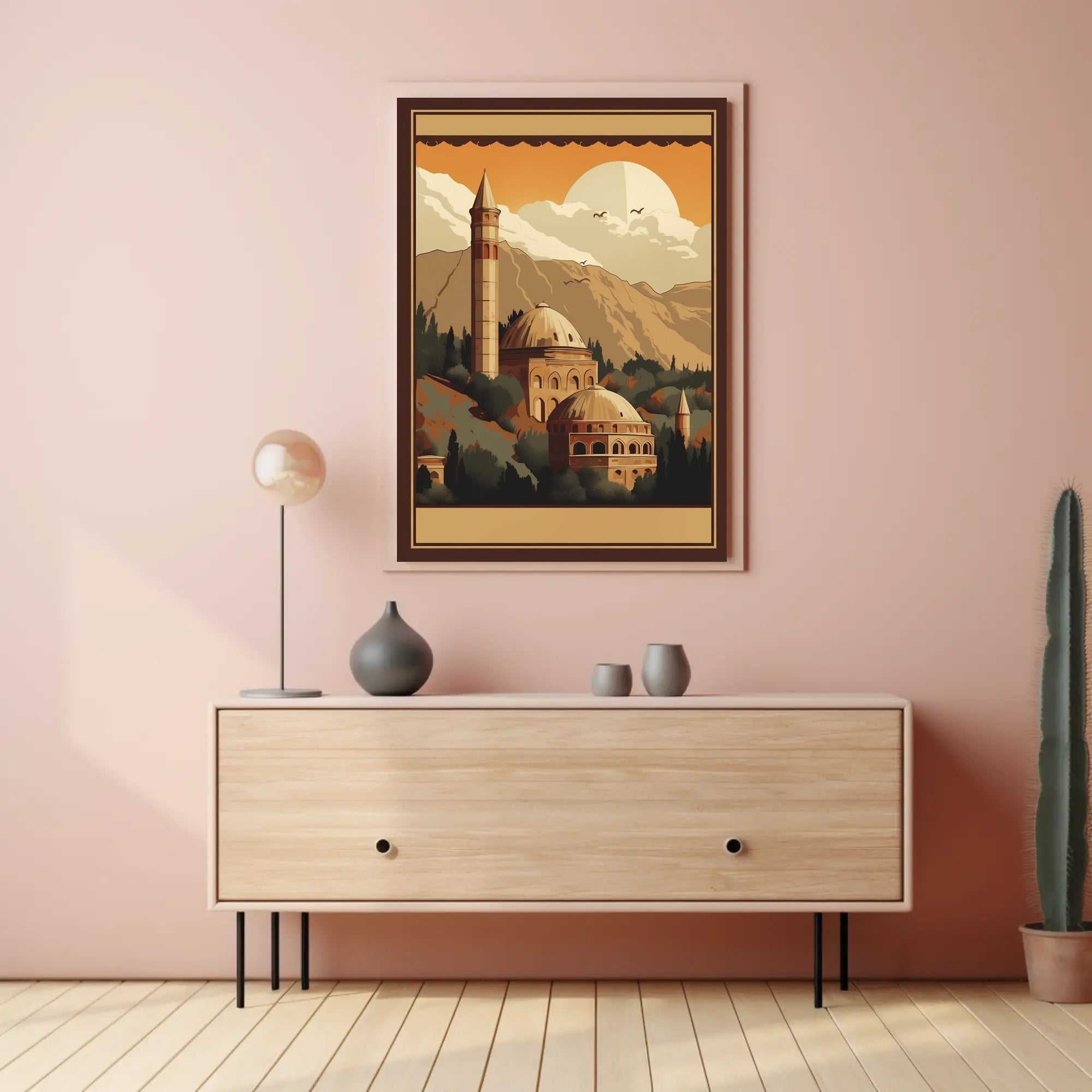 Tranquil Sunset Over Ancient Architecture Poster