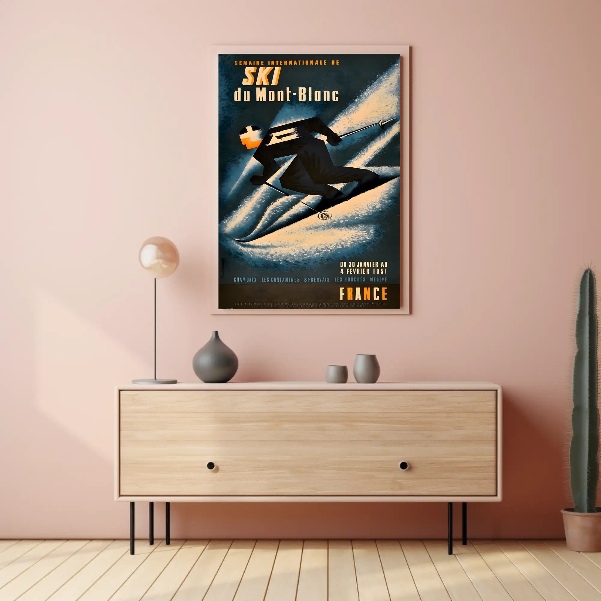 Vintage Skiing Mont Blanc Event Poster - Sports Poster PosterGoat