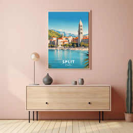 Split Croatia Travel Poster Vibrant Waterfront Cityscape Art