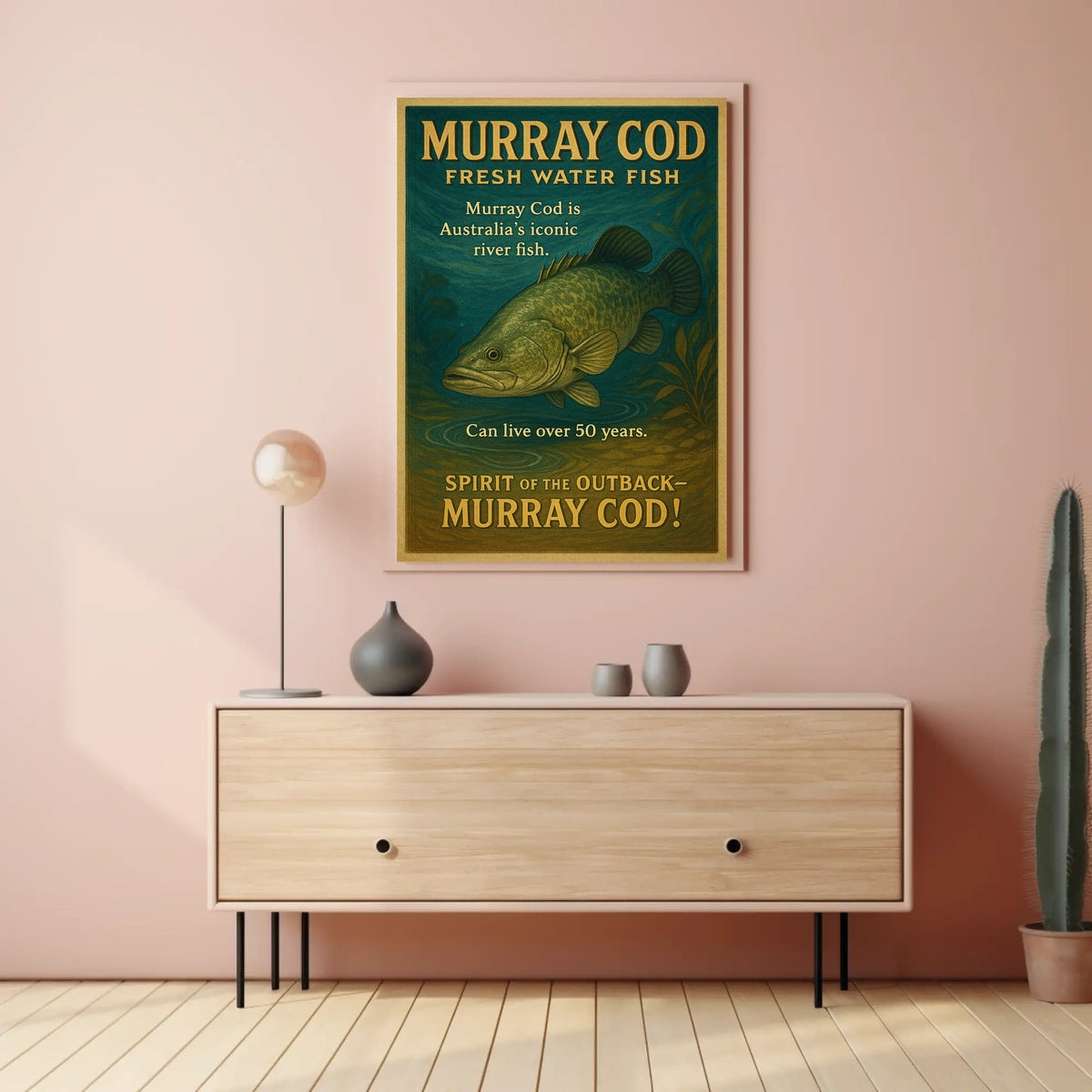 Murray Cod Vintage Illustration Educational Wall Art