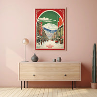 Stylized Sapporo Cityscape Poster Wall Art Print