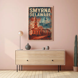 Vintage Smyrna Delaware Americana Charm Folk Art Poster