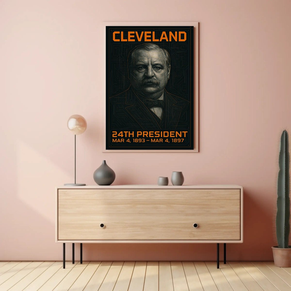 Grover Cleveland 24th President of the United States Techno Schematic Poster