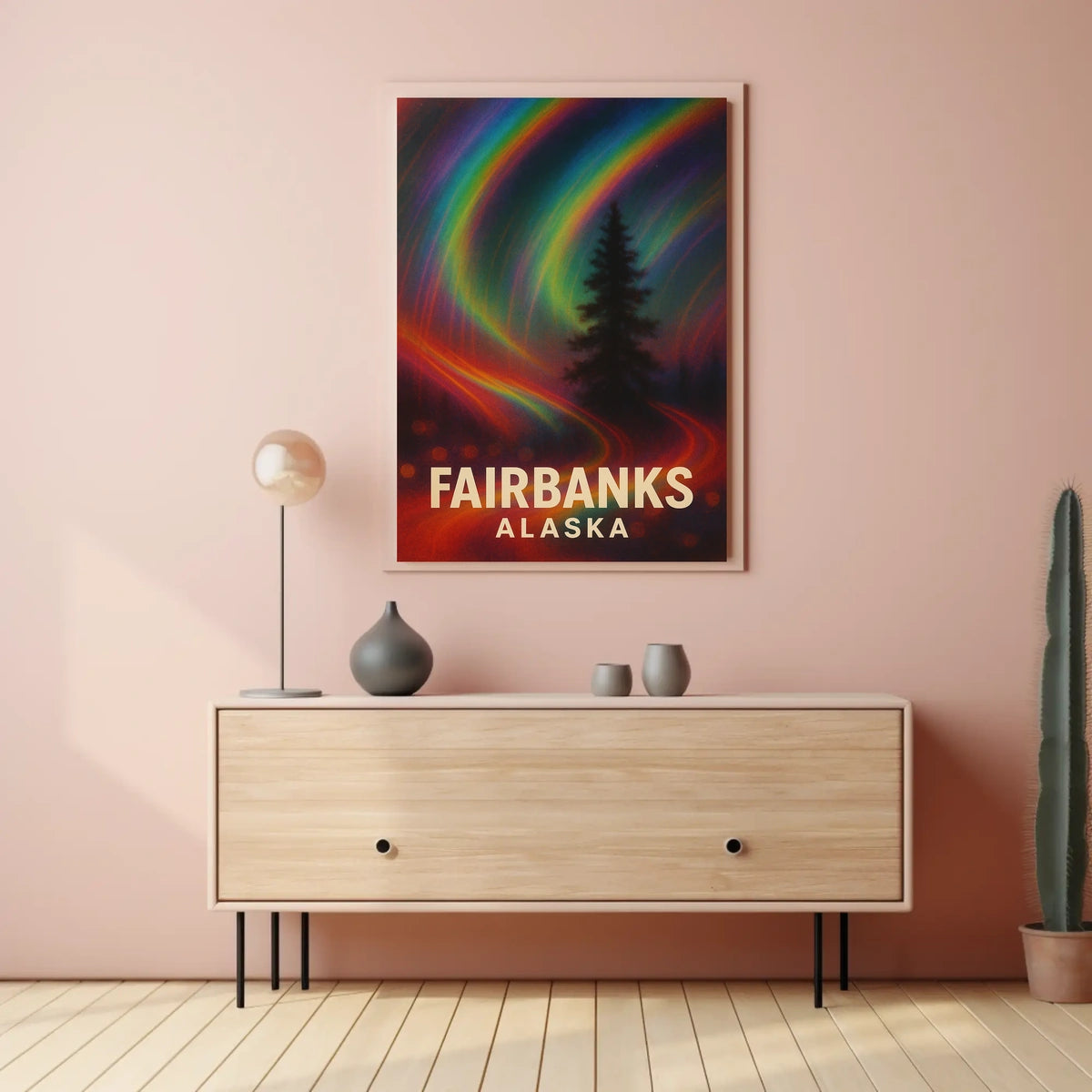 Fairbanks Alaska Northern Lights Realism Poster