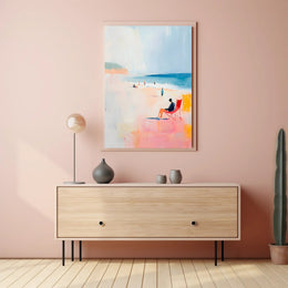 Serene Beach Scene Poster Pastel Coastal Wall Art
