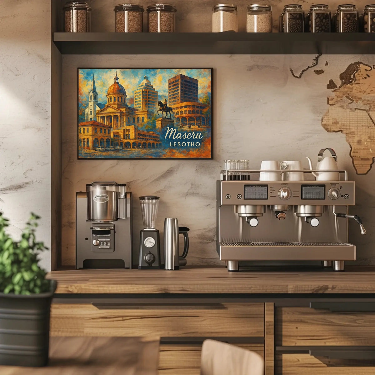 Maseru Skyline Wanderlust Vibrant Cityscape Digital Poster