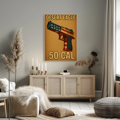 Desert Eagle 50 Cal USA Flag Firearm Art Poster