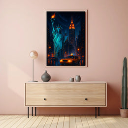 New York City Street Skyline Poster Modern Wall Art