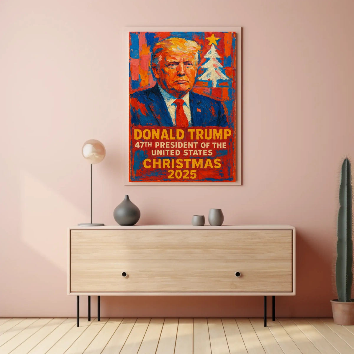 Stylized Presidential Portrait: Christmas 2025 Political Poster