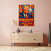 Stylized Presidential Portrait: Christmas 2025 Political Poster