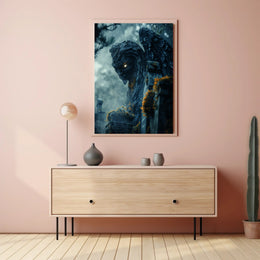 Gargoyle With Glowing Eyes Fantasy or Mythology Poster PosterGoat