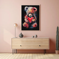 Heartfelt Embrace Watercolor Teddy Bear Love Poster
