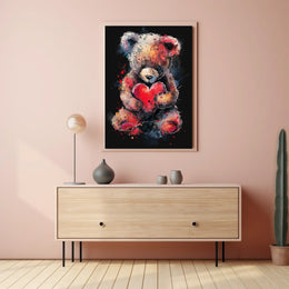 Heartfelt Embrace Watercolor Teddy Bear Love Poster