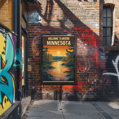 Welcome to Adventure - Minnesota Vintage Travel Poster