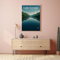 Lake George New York Scenic Poster Vintage Wall Art