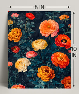 Elegant Floral Artwork on Dark Background - Artistic Poster