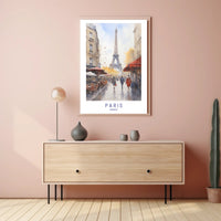 Parisian Autumn Stroll: Watercolor Urban or Cityscape Poster PosterGoat