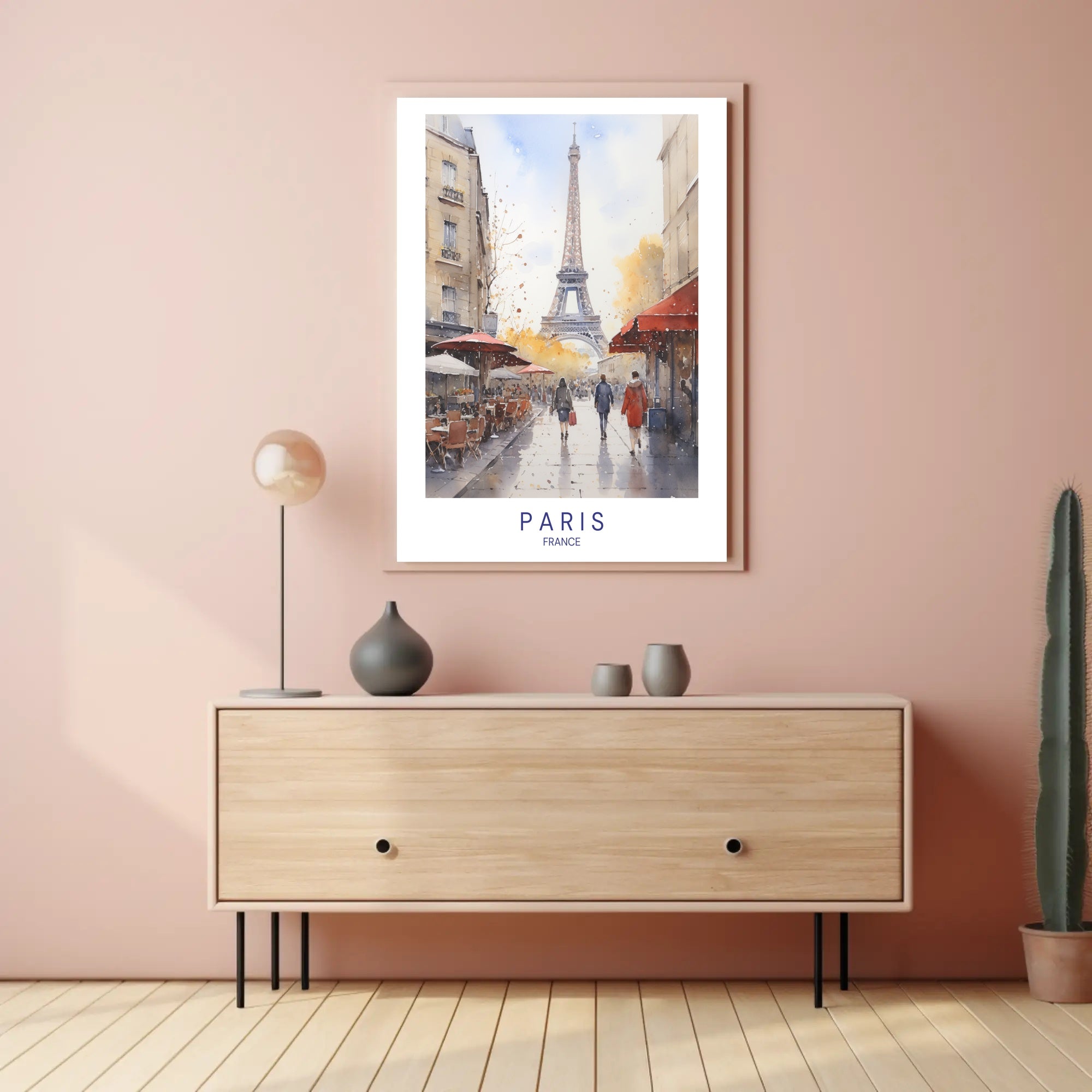 Parisian Autumn Stroll: Watercolor Urban or Cityscape Poster PosterGoat