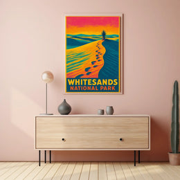 Whitesands National Park Vintage Desert Travel Poster