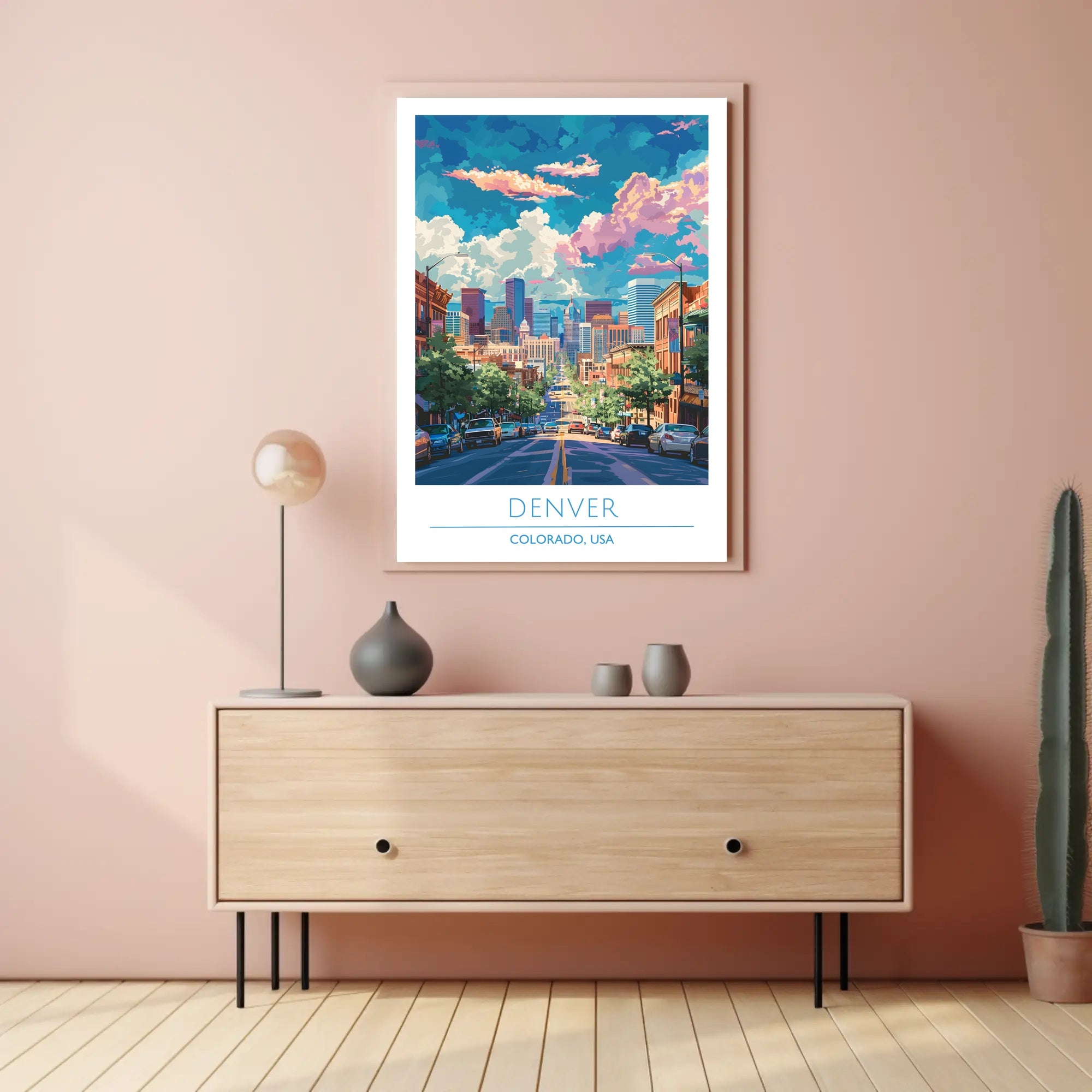 Denver Skyline Vibrance: Modern Urban Cityscape Poster