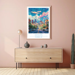 Denver Skyline Vibrance: Modern Urban Cityscape Poster