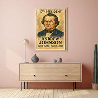 Andrew Johnson 17th President of the United States Exaggerated Cartoon Sketch Poster