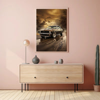 Classic Muscle Car at Sunset Poster PosterGoat