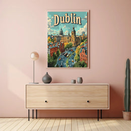 Dublin Illustrated Urban Landscape Travel Poster