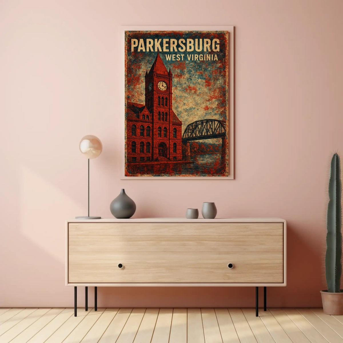 Parkersburg Vintage Architecture Collectors Art Deco Poster