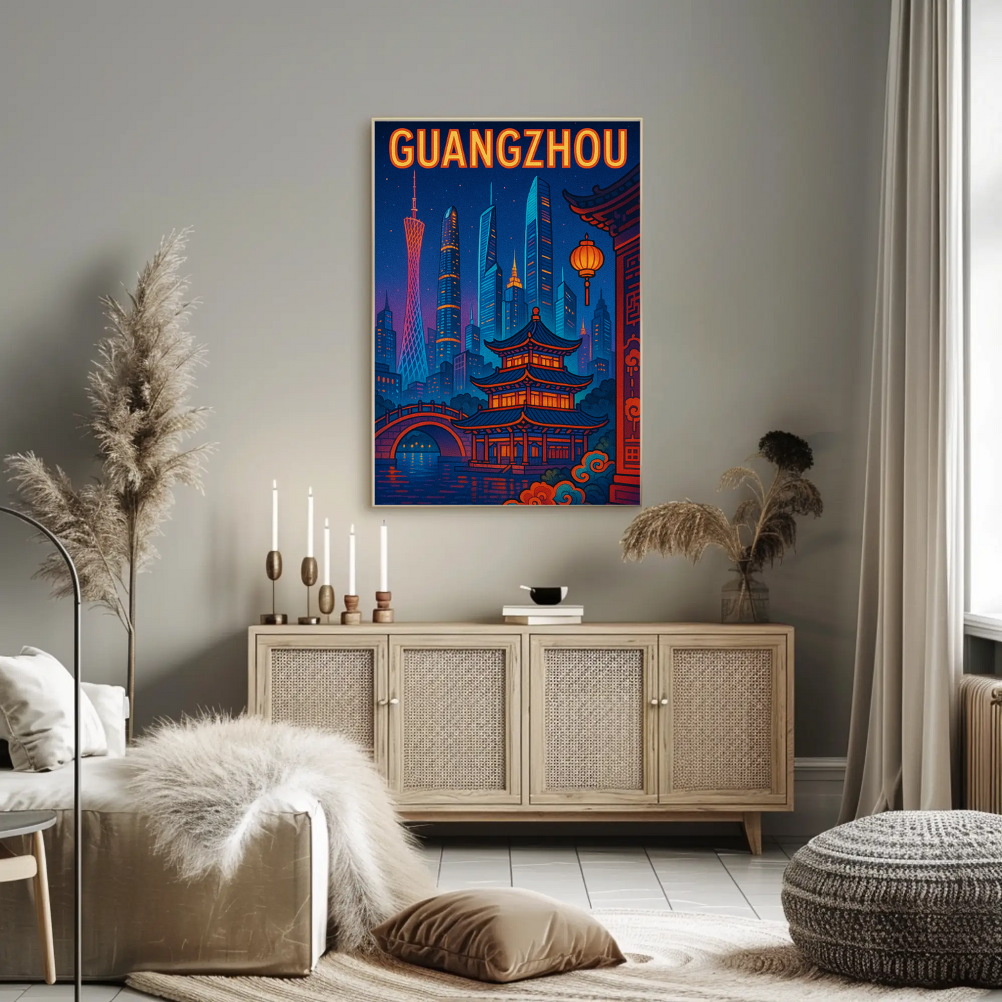 Guangzhou Night Skyline Travel Poster