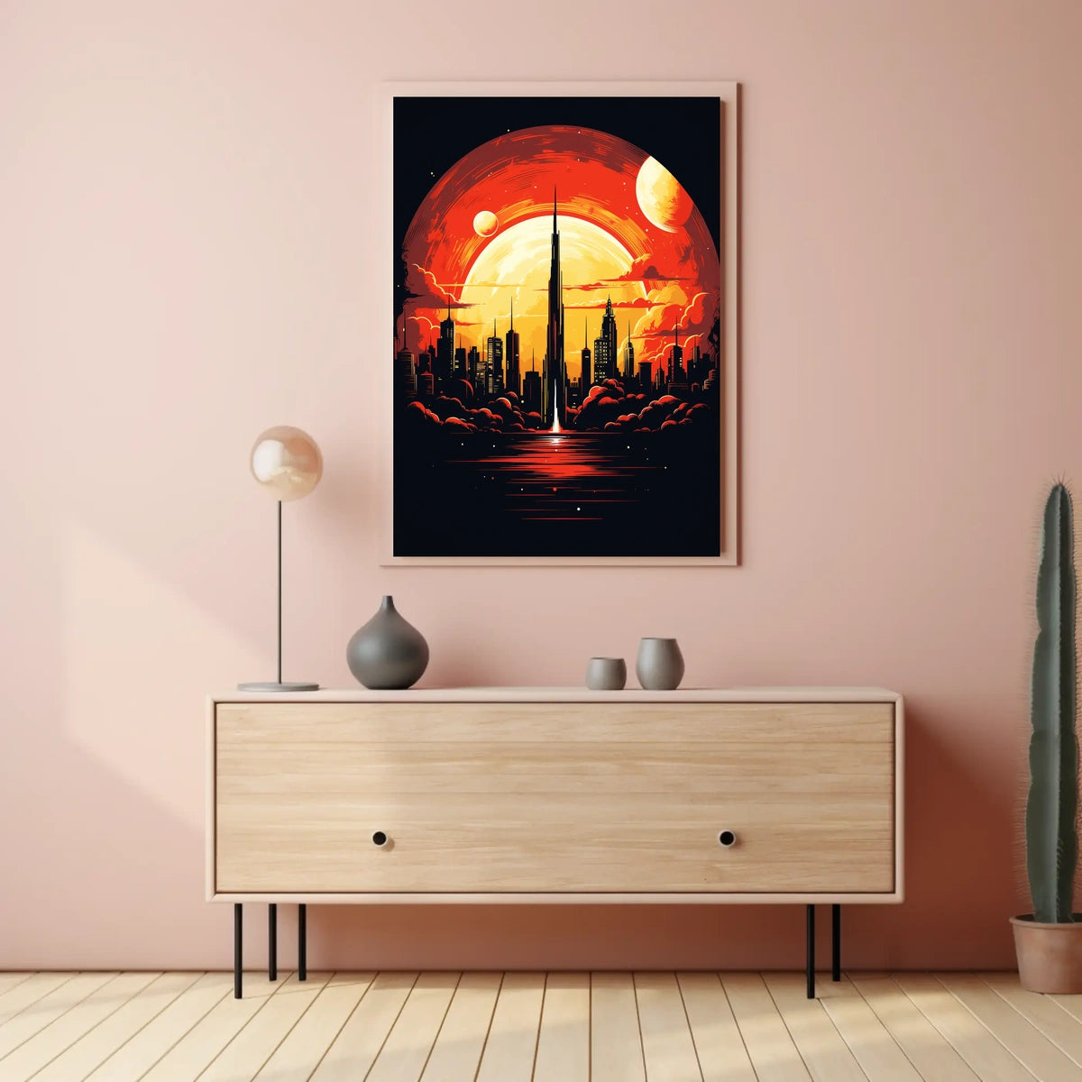 Futuristic Cityscape at Sunset Poster