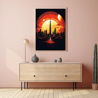 Futuristic Cityscape at Sunset Poster