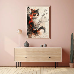 Whimsical Calico Cat Poster