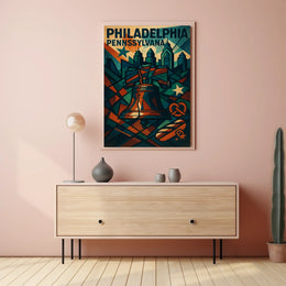Philadelphia Liberty Bell Abstract Geometric Art Poster