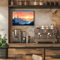 Sunset Over the Cityscape Poster