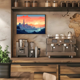 Sunset Over the Cityscape Poster