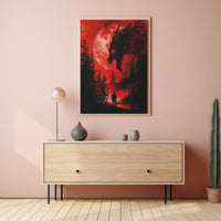Mystical Egyptian Crow Art Poster with Geometric Patterns PosterGoat