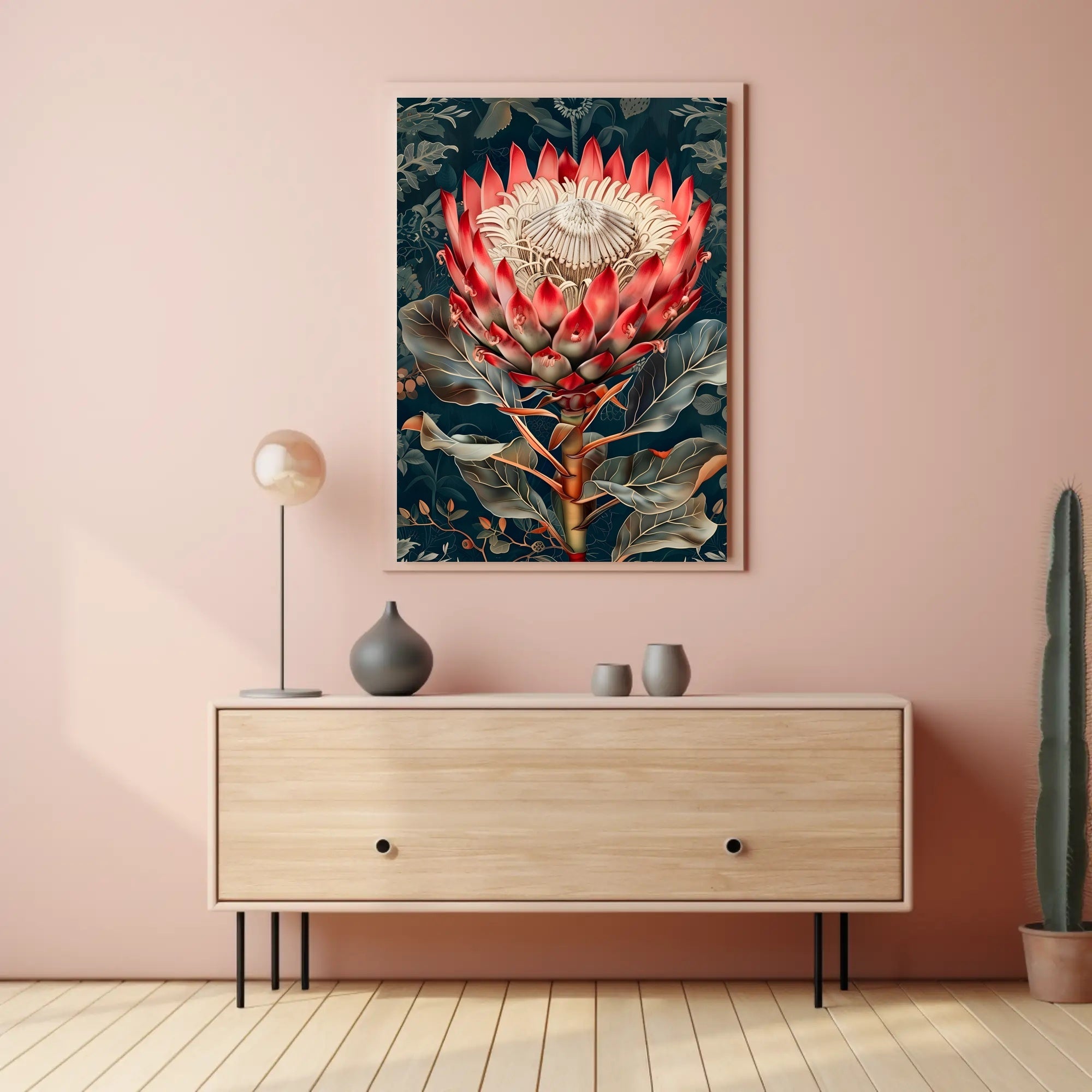 King Protea Botanical Art: Abstract or Artistic Poster