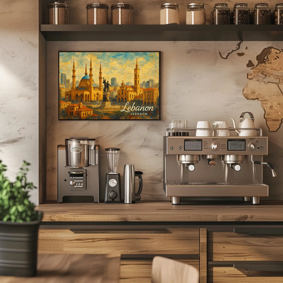 Lebanon Architectural Splendor Mediterranean Cityscape Heritage Photography Realism Art Nouveau Poster