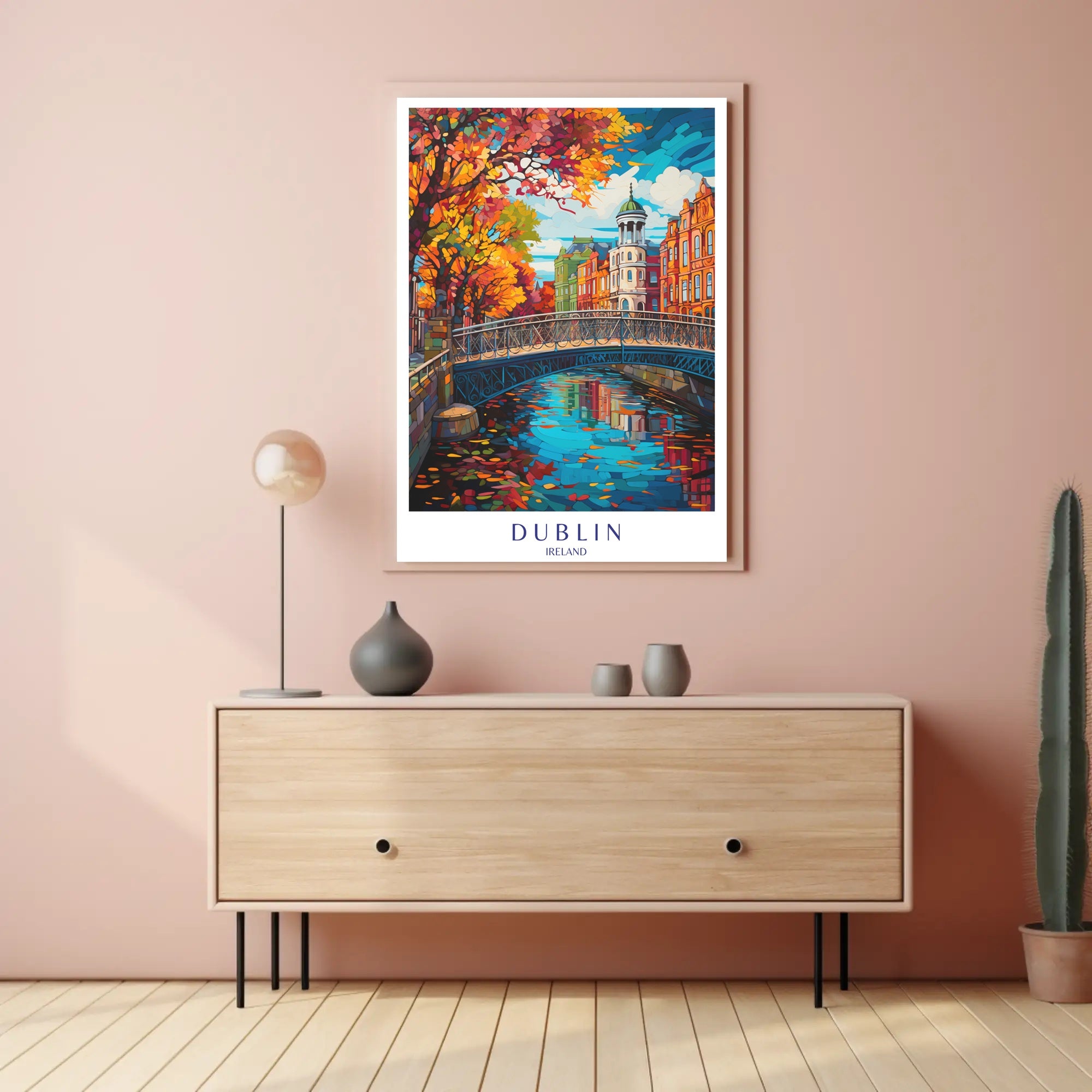 Dublin's Vibrant Bridge: European Charm Urban or Cityscape Poster PosterGoat