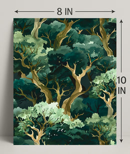 Lush Green Forest Abstract Artistic Poster