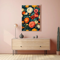 Floral Harmony in Modern Vintage Artistic Poster