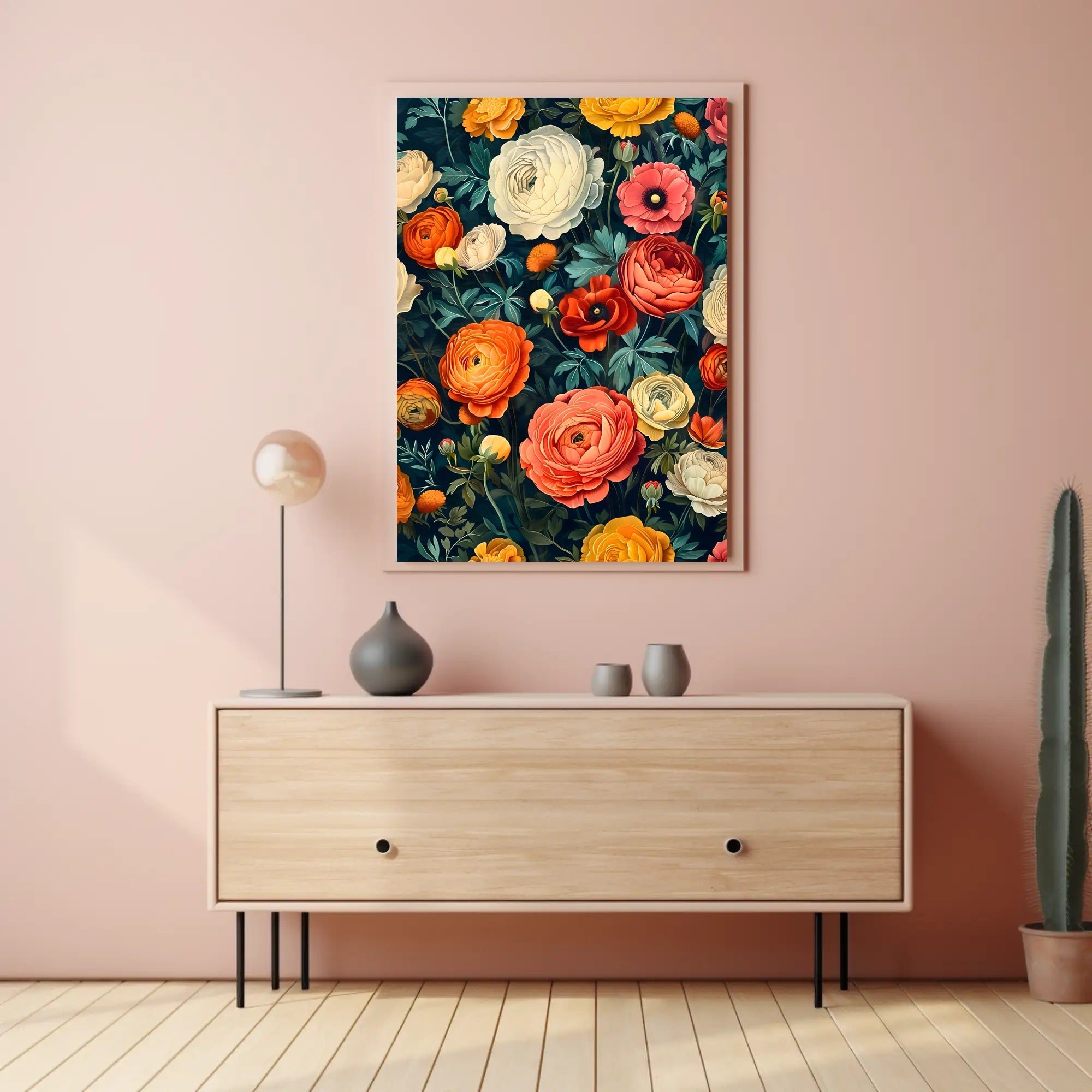 Floral Harmony in Modern Vintage Artistic Poster