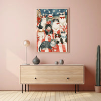 Colorful Patriotic Cats On Picnic Blanket Art Poster