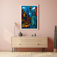 New York City Poster Modern Vibrant Urban Scene Wall Art