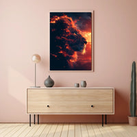 Majestic Lion Fire Art: Surreal Power Poster