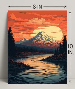 Serene Mountain Sunset Poster PosterGoat
