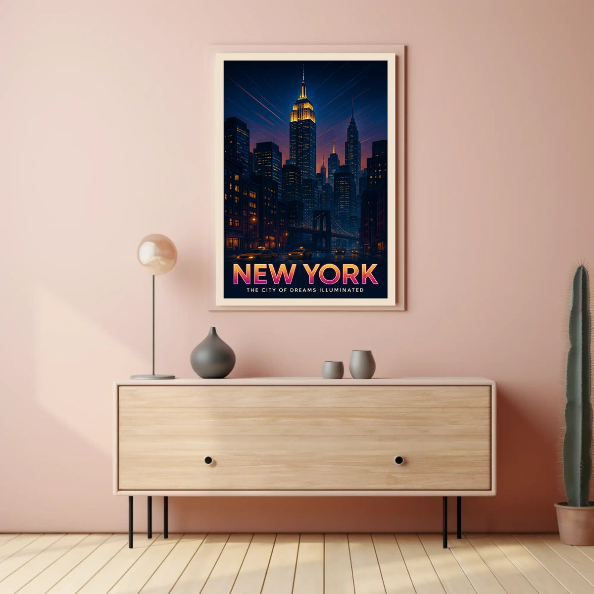 New York Nightscape Dreams Skyline Poster Modern Wall Art