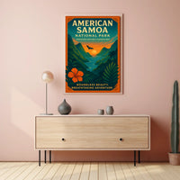 American Samoa Sunset, Lush Landscape National Park Poster